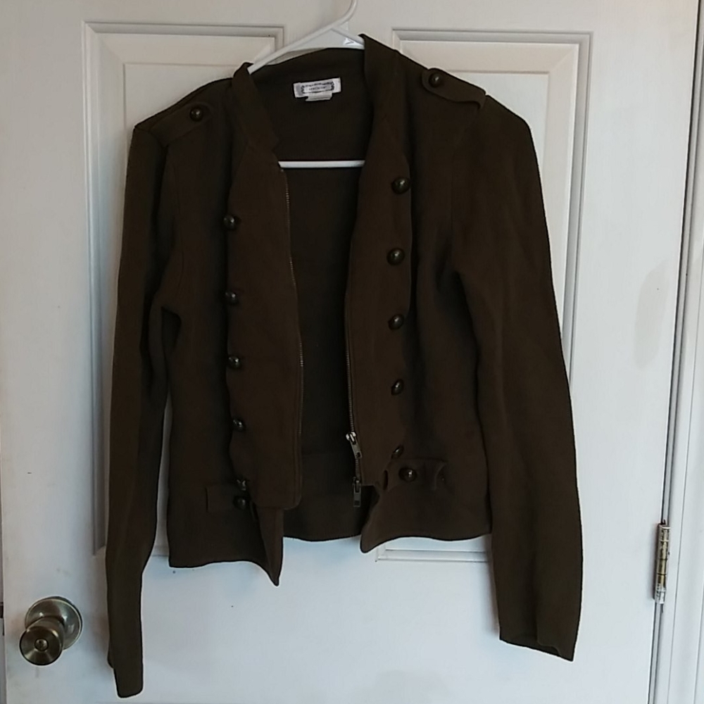 Army green zipper sweater